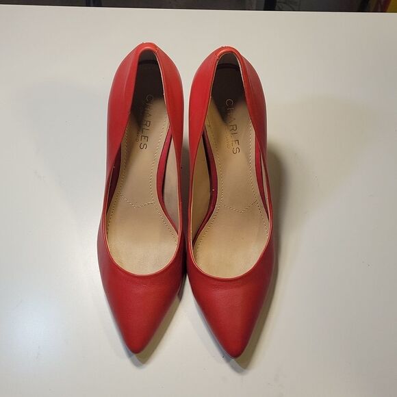 CHARLES BY CHARLES DAVIS POINTED TOE LEATHER HIGH HEEL STILETTOS SHOE - Picture 4 of 15